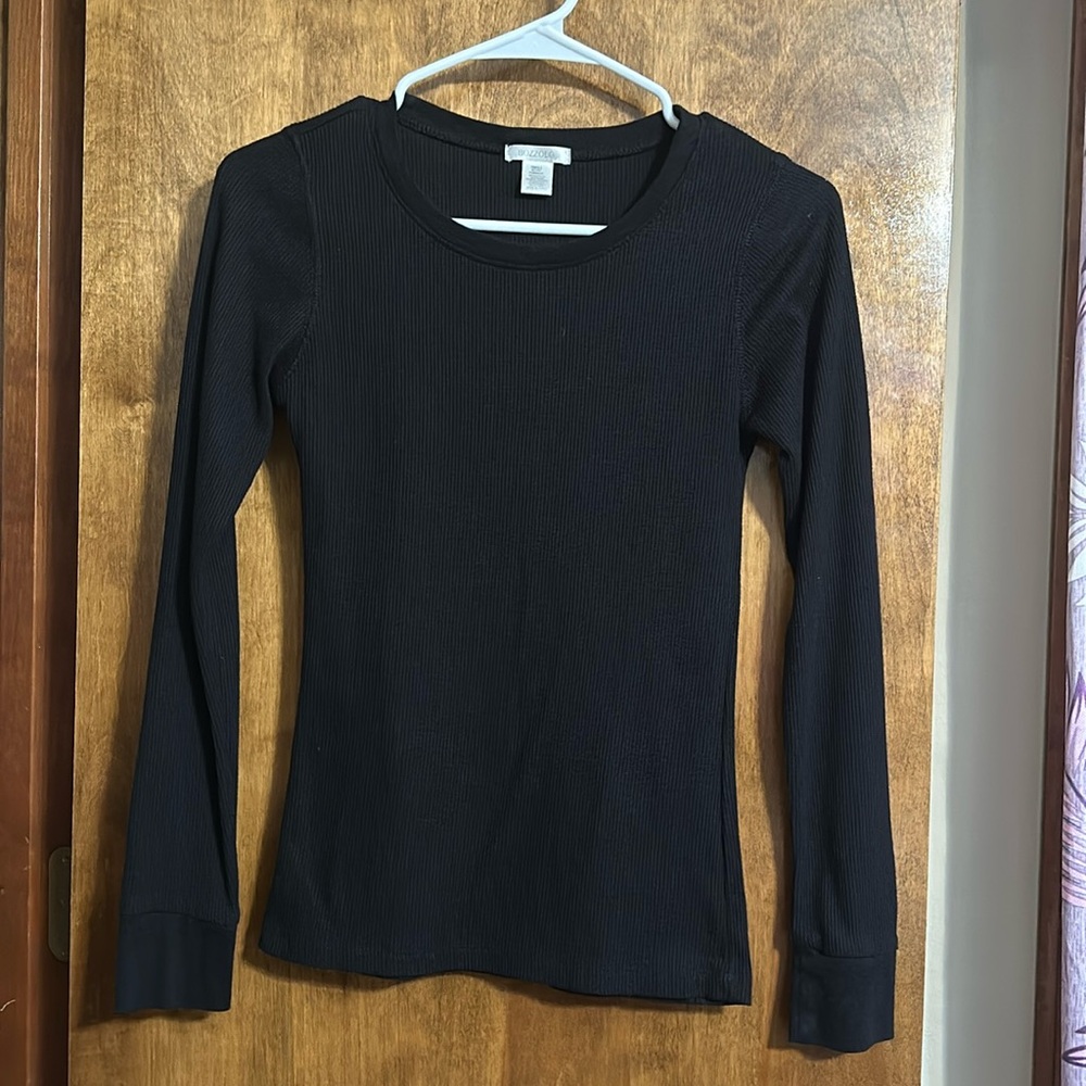 Womens Black Long Sleeve Top